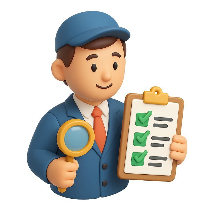 3D Icon of an Appraiser Holding a Checklist